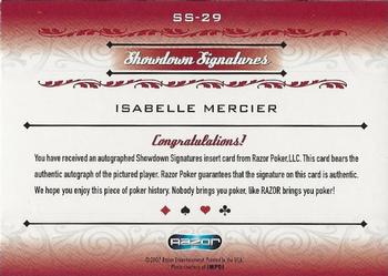 2007 Razor Poker Signature Series #SS-29 Isabelle Mercier Back